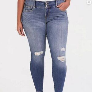 2/$30 Torrid Distressed Medium Wash Hi Rise Jegging Jean Size 14 Regular # 2146